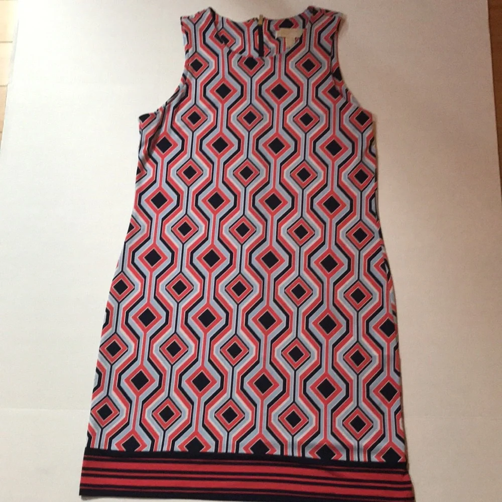 Michael Kors Geometric Print Sleeveless Shift Dress Size M
